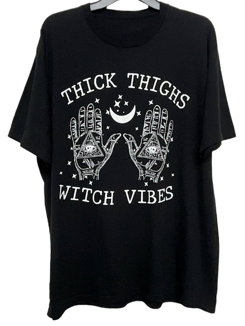 Thick Thighs Witch Vibes Graphic T-Shirt Black Oversized Tee